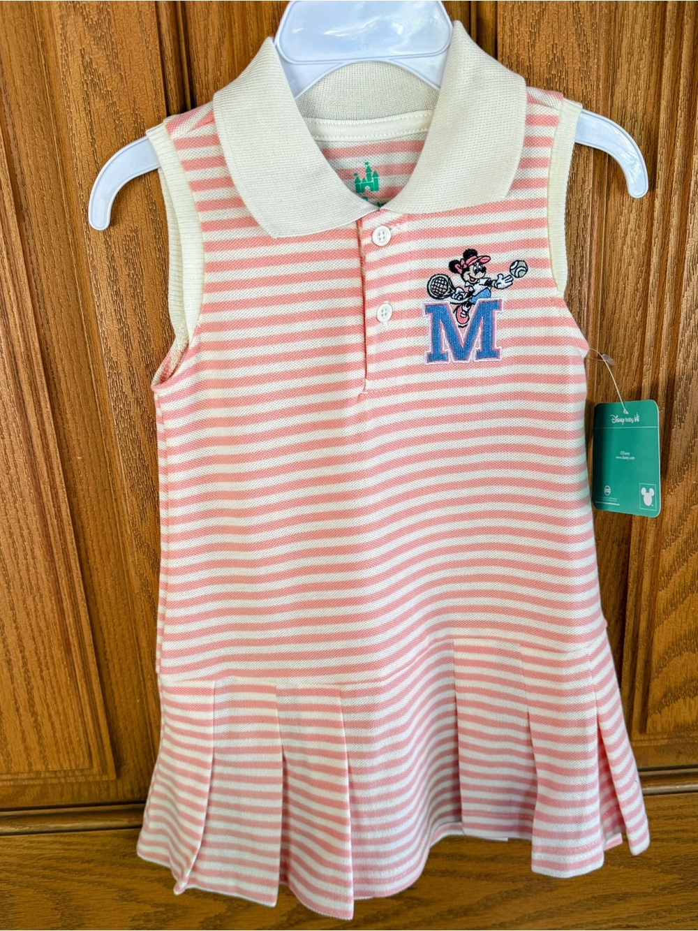 Disney Minnie Mouse Pink and White Striped Sleeveless tennis Dress